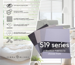 S19 Series Blockout Zebra Blinds - 4 colour options