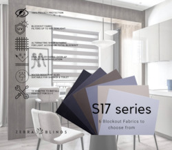 S17 Series Blockout  Zebra Blinds - 6 Colour Options Available