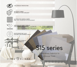 S15 Series Blockout Zebra Blinds - 7 Colour Options Available