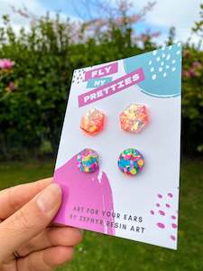 Small Stud pack - Pink Opal Confetti