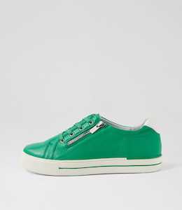 Audry W Bright Emerald White Leather Sneakers by Ziera at Ziera NZ