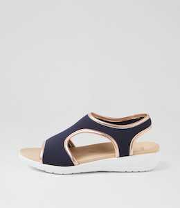 Ullahs W Navy Rose Gold Neoprene Sandals by Ziera at Ziera NZ