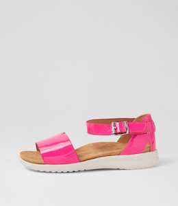 Beverly Xw Hot Pink White Patent Leather Sandals by Ziera at Ziera NZ