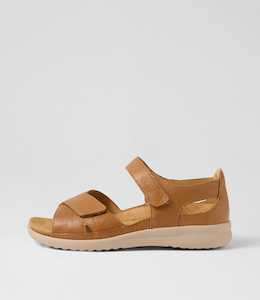 Bronn Xw Dark Tan Almond Leather Sandals by Ziera at Ziera NZ