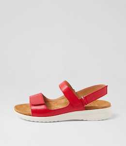 Benji Xw Red White Leather Sandals by Ziera at Ziera NZ