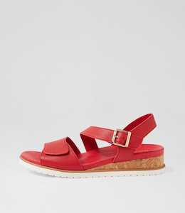 Vamsy W Red White Leather Sandals by Ziera at Ziera NZ