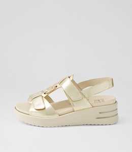 Sasson Xw Pale Gold Vanilla Leather Sandals by Ziera at Ziera NZ