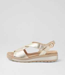 Gorda W Pale Gold Leather Sandals by Ziera at Ziera NZ