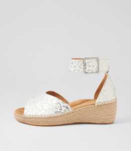 Koen Xw White Silver Leopard Leather Sandals by Ziera at Ziera NZ