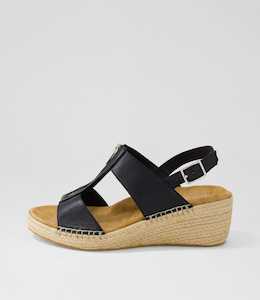 Kipta Xw Black Leather Sandals by Ziera at Ziera NZ