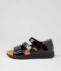 Bardot Xw Black Patent Leather Sandals by Ziera at Ziera NZ