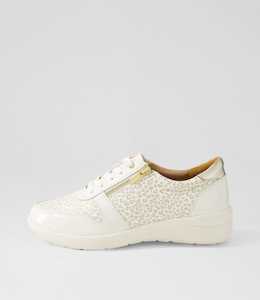 Newton W Ivory Gold Leopard Patent Multi Sneakers by Ziera at Ziera NZ