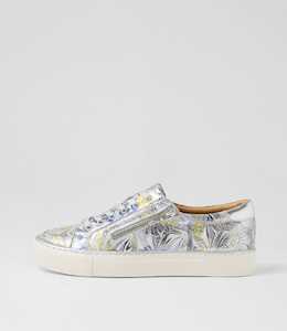 Pamela Xf Navy Silver Floral Leather Sneakers by Ziera at Ziera NZ