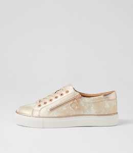 Pamela Xf Smudge Metal Pl Rose Gold Leather Sneakers by Ziera at Ziera NZ