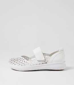 Sindis Xf White Leather Flat Shoes by Ziera at Ziera NZ