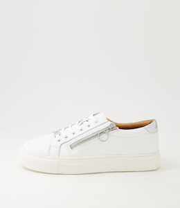 Pamela Xf White Silver Leather Sneakers by Ziera at Ziera NZ