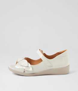 Disco W Ivory Patent Leather Sandals by Ziera at Ziera NZ