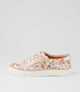 Pamela Xf Orange Floral Pale Gold Leather Sneakers by Ziera at Ziera NZ