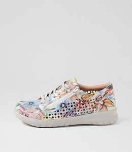 Shovo Xf Red Silver Multi Leather Sneakers by Ziera at Ziera NZ