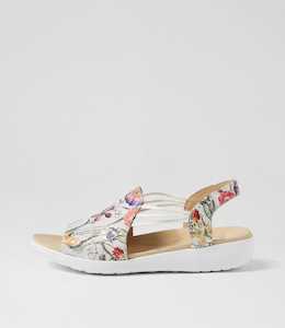 Udhays W White Fields Leather Elastic Sandals by Ziera at Ziera NZ