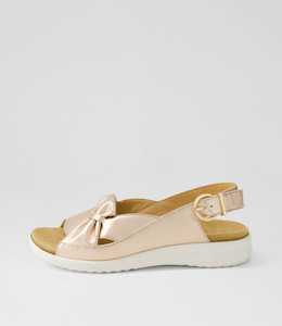 Bari Xw Pale Rose Gold White Leather Sandals by Ziera at Ziera NZ