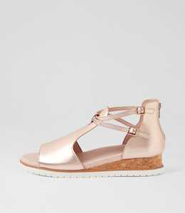 Veeray W Pl Rose Gold White Leather Sandals by Ziera at Ziera NZ