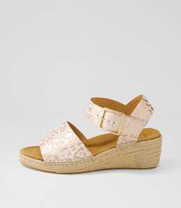 Shoe: Kraig Xf Rose Gold Leopard Leather Sandals by Ziera at Ziera NZ