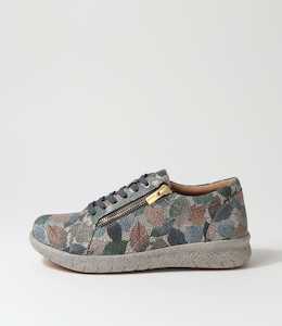 Solar Xf Blue Leaf Multi Leather Sneakers by Ziera at Ziera NZ