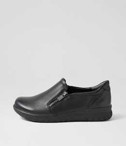 Senan Xf Black Tumble Leather Flat Shoes by Ziera at Ziera NZ