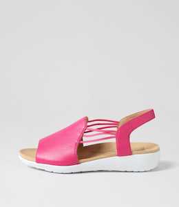 Udhays W Fuchsia Leather Elastic Sandals by Ziera at Ziera NZ