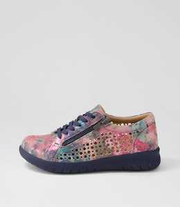 Shovo Xf Fuchsia Floral Leather Sneakers by Ziera at Ziera NZ