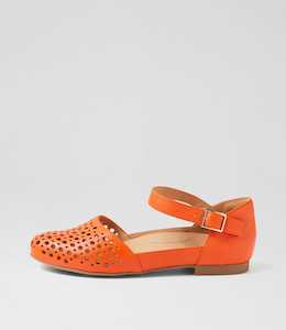 Carrole Xf New Orange Leather Flat Shoes by Ziera at Ziera NZ