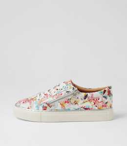 Pamela Xf White Floral Embossed Leather Sneakers by Ziera at Ziera NZ