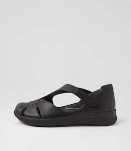 Sabielle Xf Black Leather Flat Shoes by Ziera at Ziera NZ