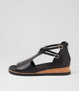 Veeray W Black Leather Sandals by Ziera at Ziera NZ