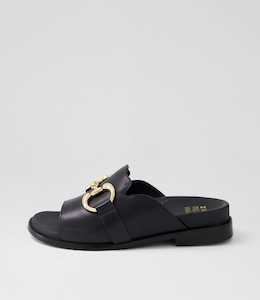 Jekkela W Black Leather Slides by Ziera at Ziera NZ