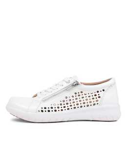 Shovo Xf White Wrinkle Patent Sneakers by Ziera at Ziera NZ