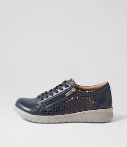 Shovo Xf Navy Misty Leather Sneakers by Ziera at Ziera NZ