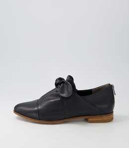 Ofus Xf Black Leather Flat Shoes by Ziera at Ziera NZ