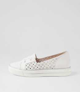 Kenji W White Tumble Leather Sneakers by Ziera at Ziera NZ