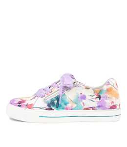 Audry W Pansy Print Leather Sneakers by Ziera at Ziera NZ