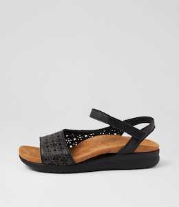 Bonton Xw Black Leather Sandals by Ziera at Ziera NZ