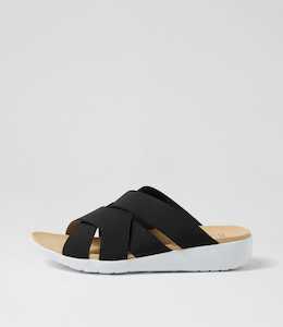 Unoe W Black Elastic Slides by Ziera at Ziera NZ