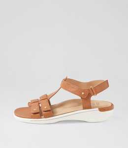 Baila W Dark Tan Leather Sandals by Ziera at Ziera NZ