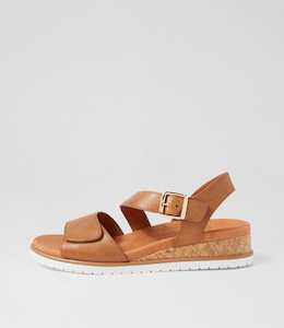 Vamsy W Tan White Leather Sandals by Ziera at Ziera NZ