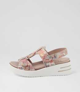 Shoe: Sasson Xw Vibrant Print Leather Sandals by Ziera at Ziera NZ