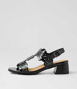 Coachy W Black Patent Leather Sandals by Ziera at Ziera NZ