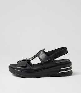 Sasson Xw Black Leather Sandals by Ziera at Ziera NZ