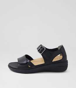 Nenzory Xw Black Leather Sandals by Ziera at Ziera NZ