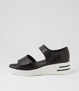 Shoe: Sunnieys Xw Black White Leather Sandals by Ziera at Ziera NZ